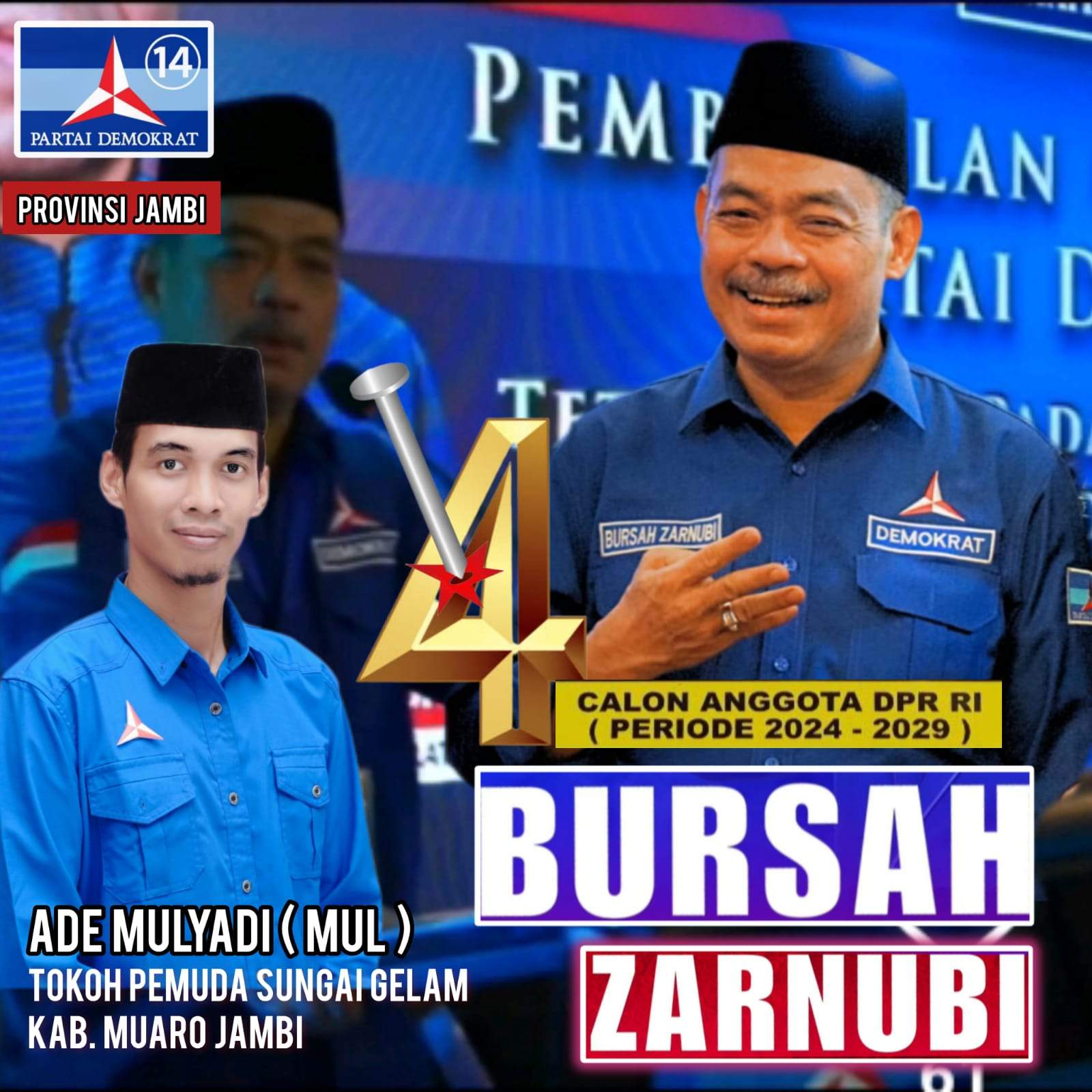 Bursah Zarnubi dan Ketua PSB Sungai Gelam Muarojambi Ade Mulyadi